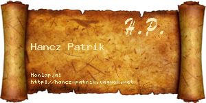 Hancz Patrik névjegykártya
